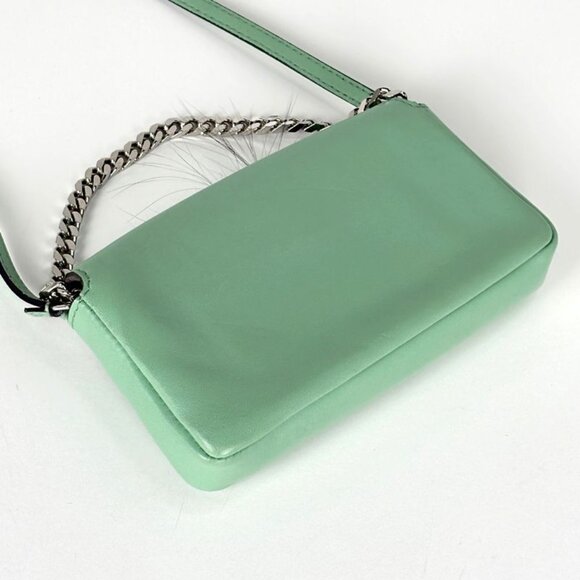 Fendi Micro Baguette Monster Star Bugs Shoulder Bag Leather Light Green - Picture 2 of 9